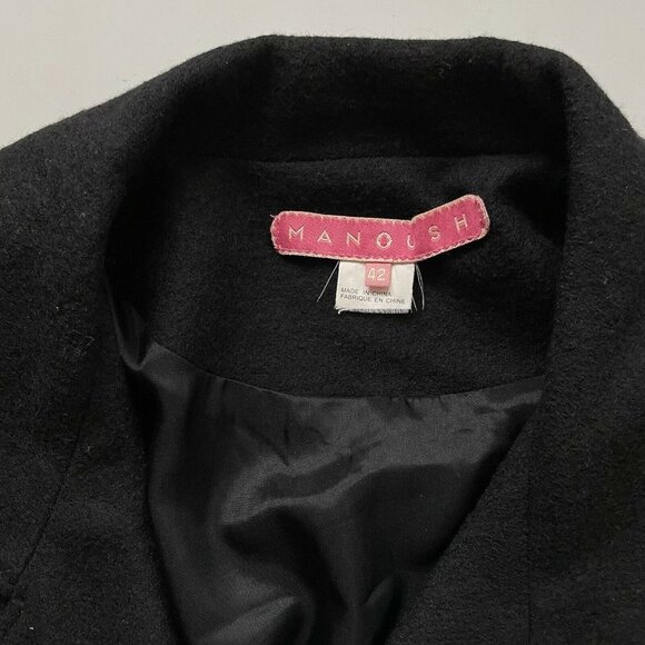 Manoush 100% Black Jacket Brown buttons Euro 42 - Picture 7 of 8